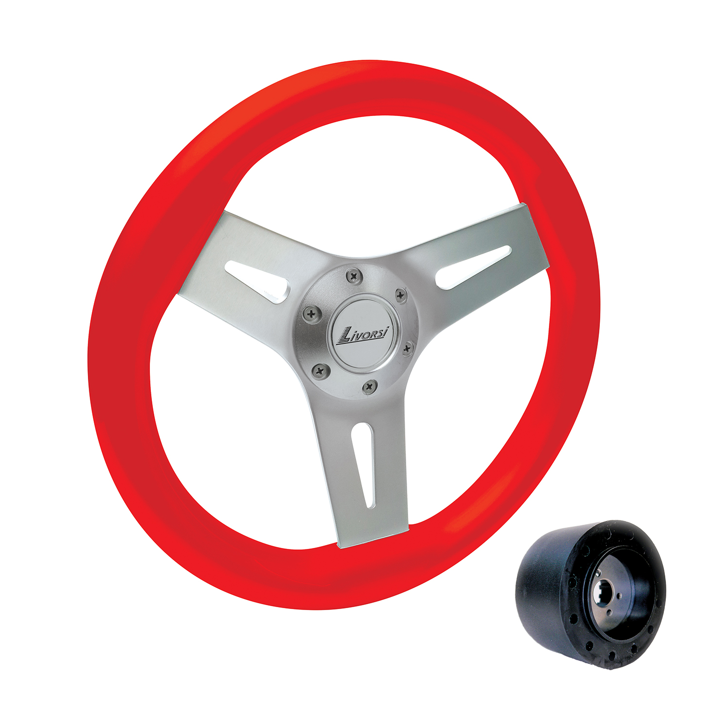 Red Livorsi Mega Grip marine steering wheel kit – MGWALRK Product Image 1
