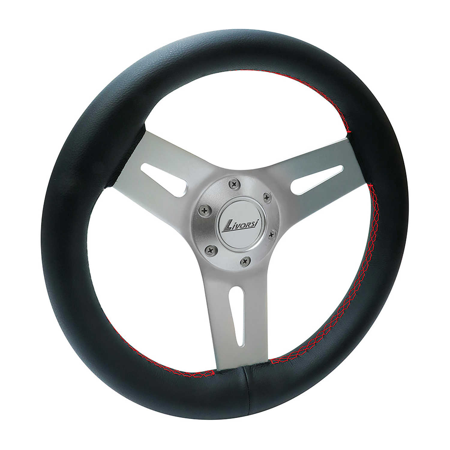 Livorsi Mega Grip steering wheel red stitching – MGWALWBKR Product Image 2