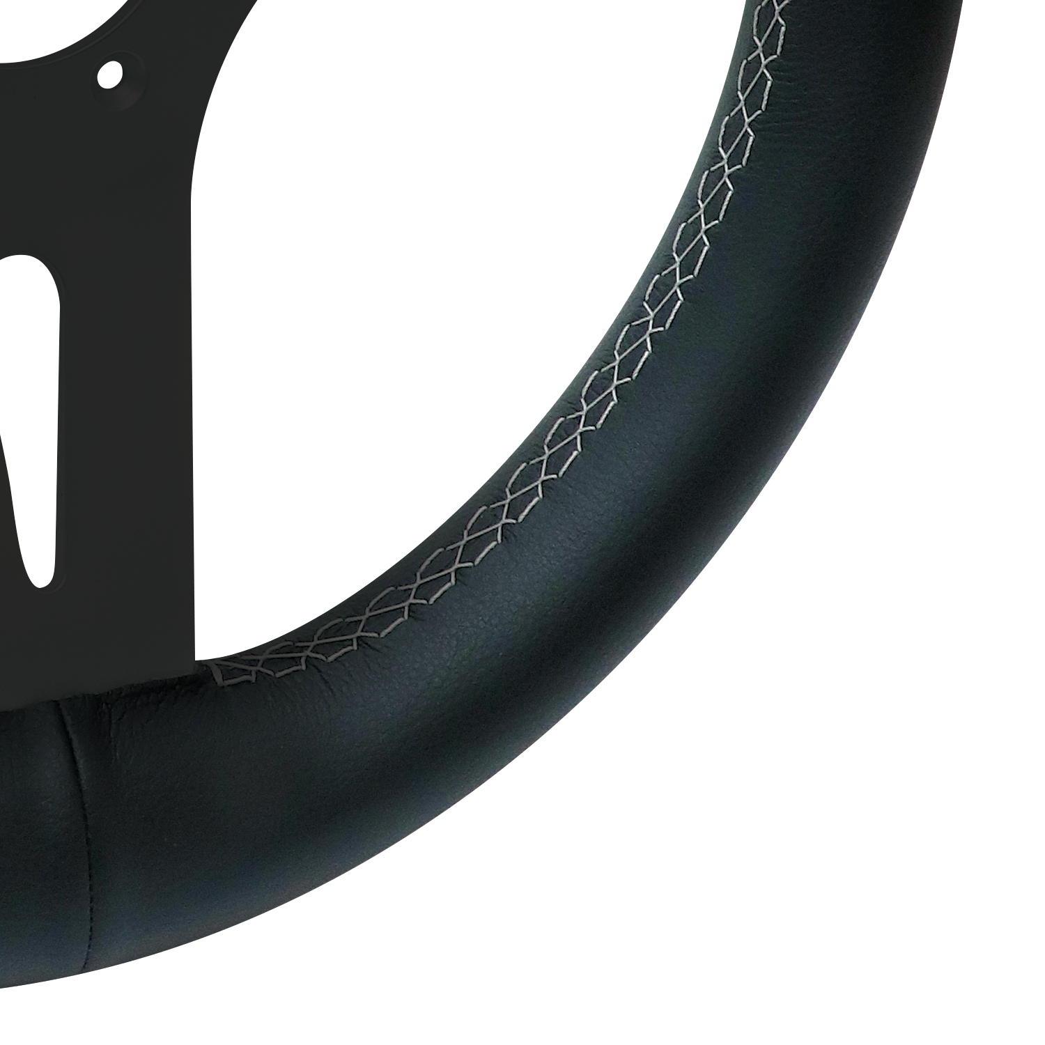 Livorsi Mega Grip “black out” marine steering wheel platinum stitching – MGWBKALWBKPL Product Image 2