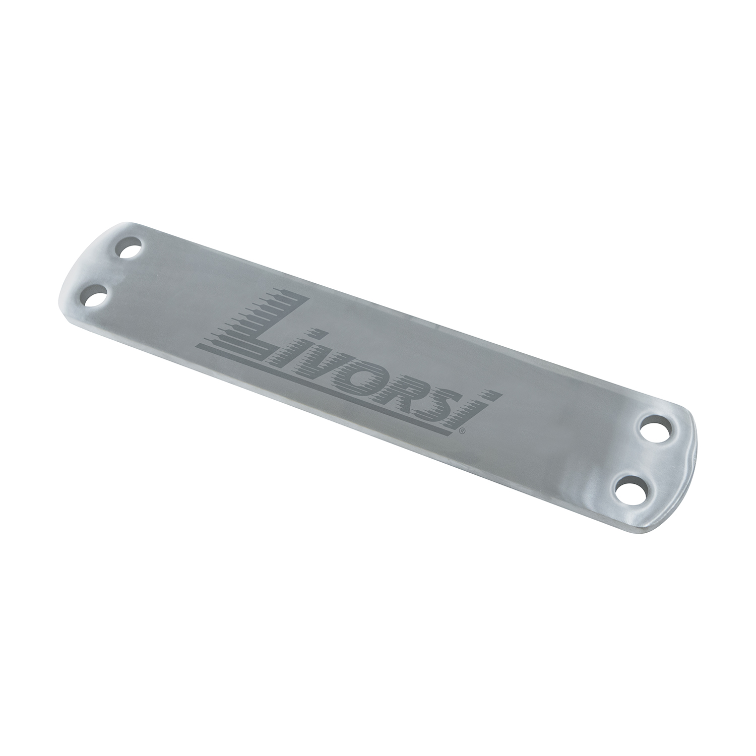 Large plate four hole, polished stainless steel with Livorsi logo – MP-2SS-B01 Product Image 1