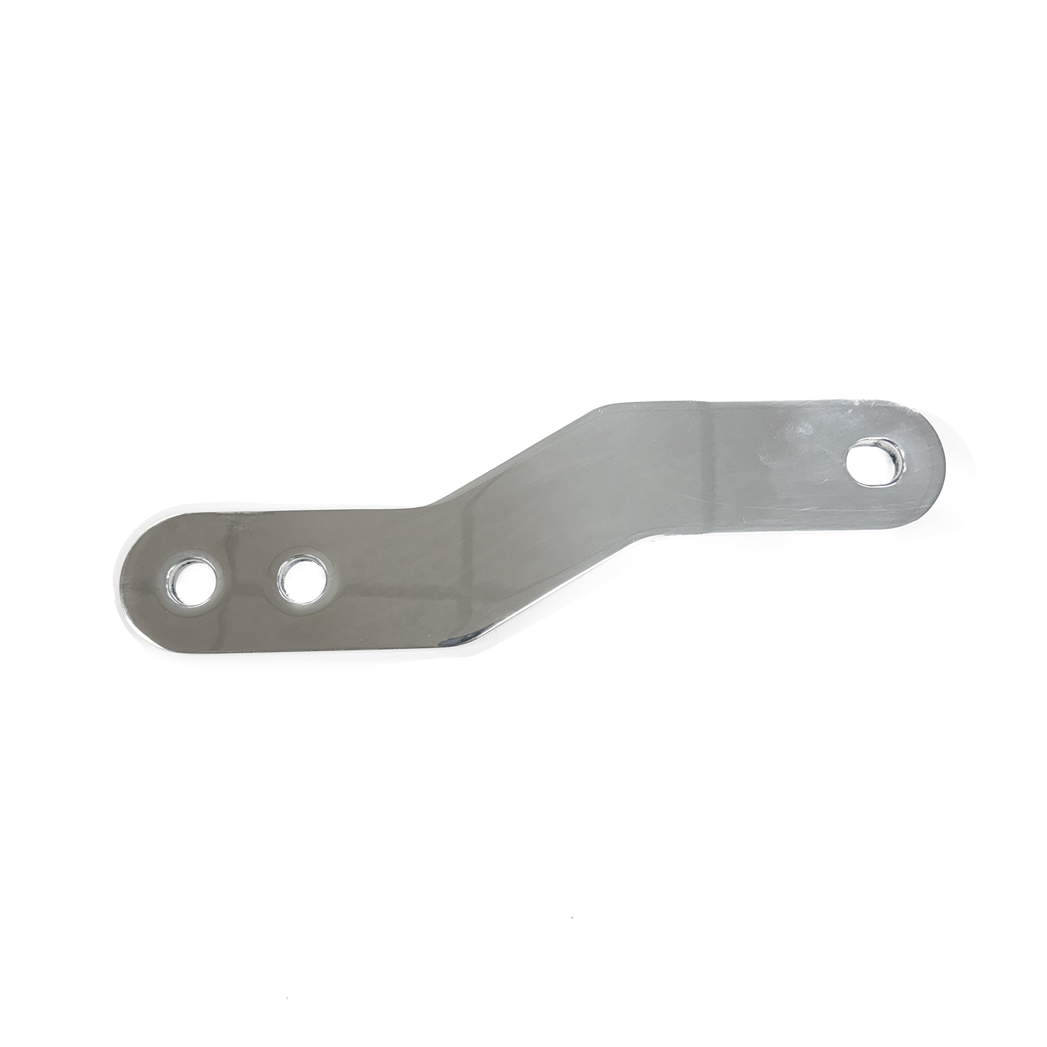 S plate, three hole clear polished stainless steel – MP-4SS Product Image 1